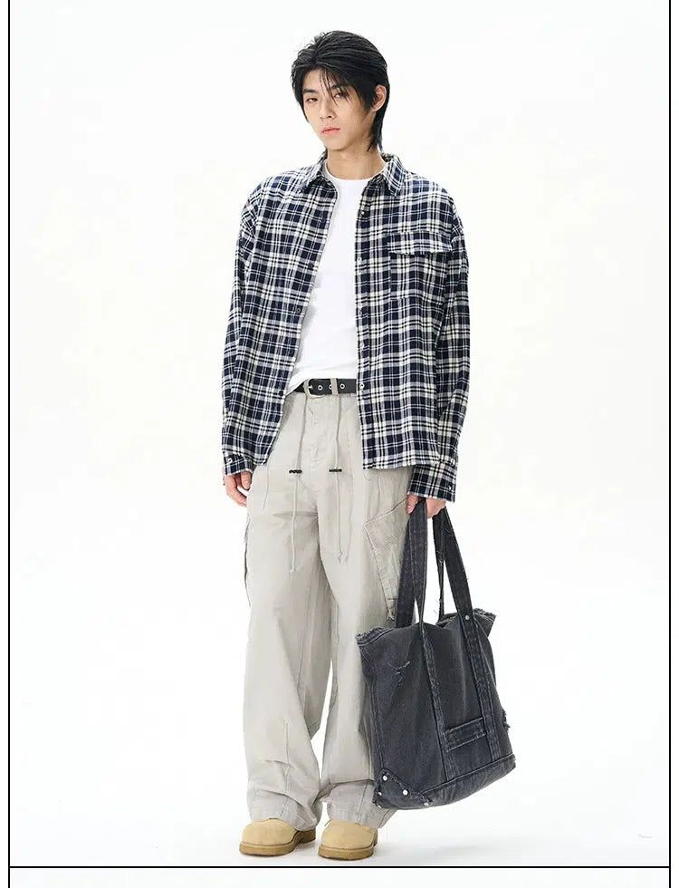 Brushed Plaid Shirt Korean Street Fashion Shirt By 77Flight Shop Online at OH Vault