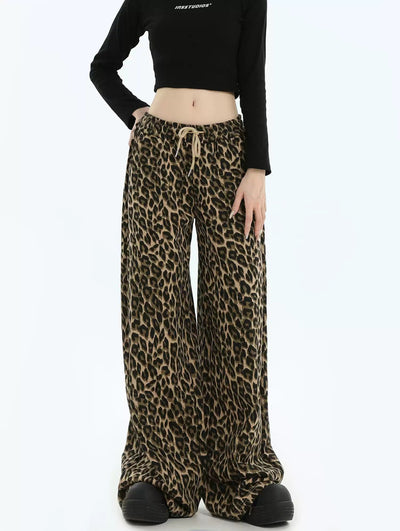 Drawstring Leopard Bootcut Pants Korean Street Fashion Pants By INS Korea Shop Online at OH Vault