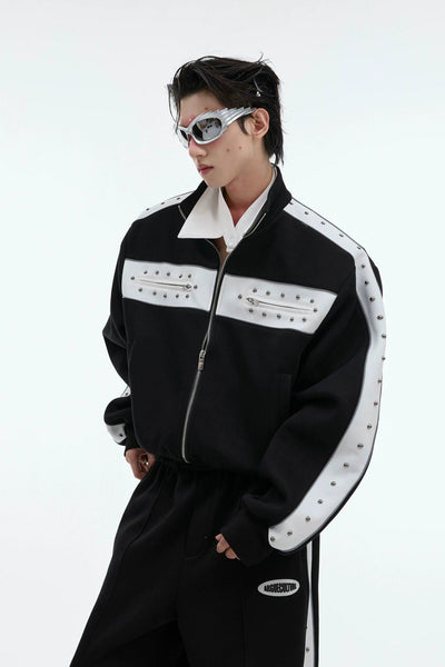 Sporty Contrast Block Jacket & Sweatpants Set Korean Street Fashion Clothing Set By Argue Culture Shop Online at OH Vault