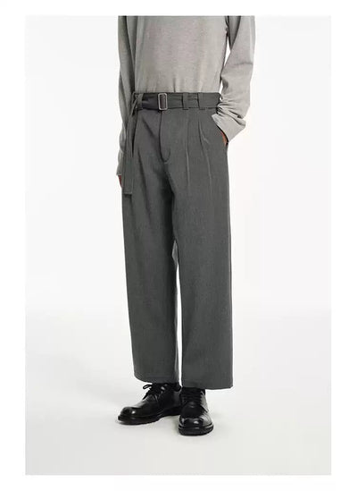 Waist Belt Pleated Cropped Trousers Korean Street Fashion Trousers By NANS Shop Online at OH Vault