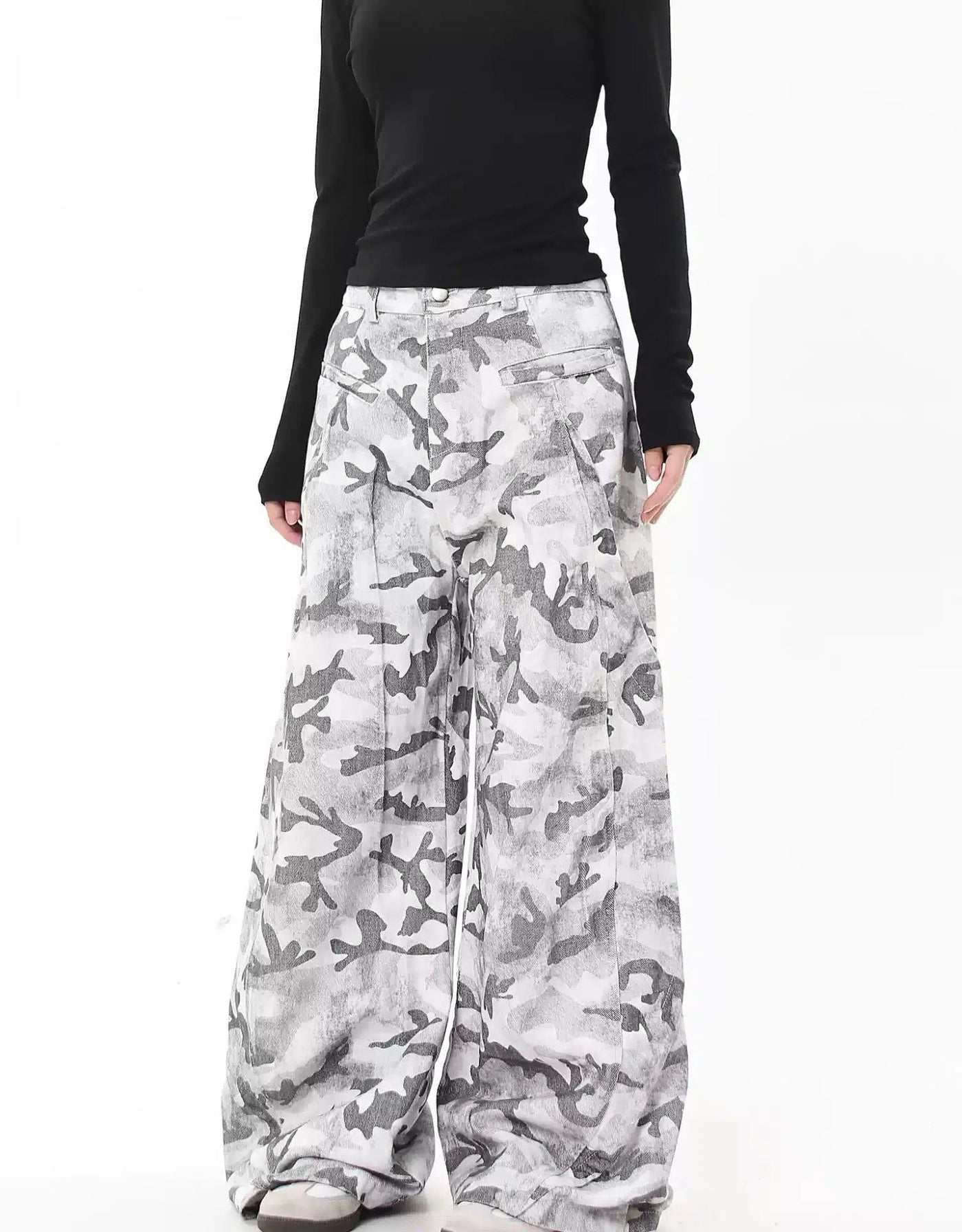 Relaxed Fit Camo Wide Leg Pants Korean Street Fashion Pants By Blacklists Shop Online at OH Vault