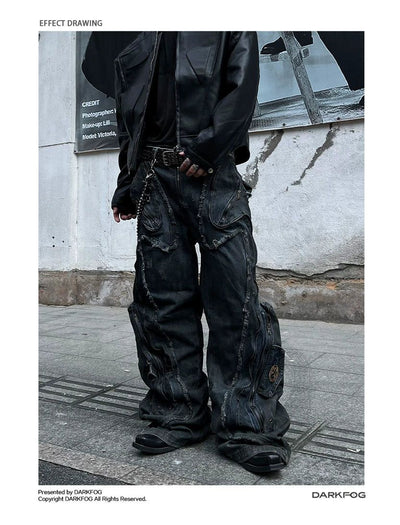 Structured & Washed Straight Jeans Korean Street Fashion Jeans By Dark Fog Shop Online at OH Vault