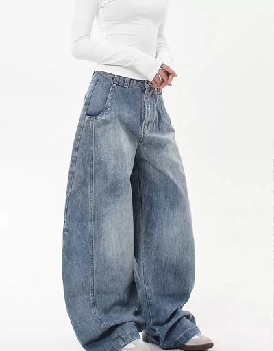 Washed Structured Curve Leg Jeans Korean Street Fashion Jeans By Blacklists Shop Online at OH Vault