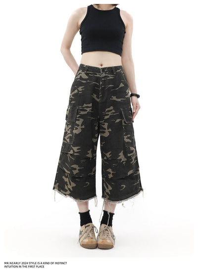 Camo Pleats Cargo Shorts Korean Street Fashion Shorts By Mr Nearly Shop Online at OH Vault