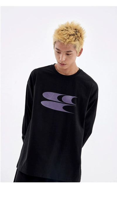 Contrast Center Logo Long Sleeve T-Shirt Korean Street Fashion T-Shirt By Crying Center Shop Online at OH Vault