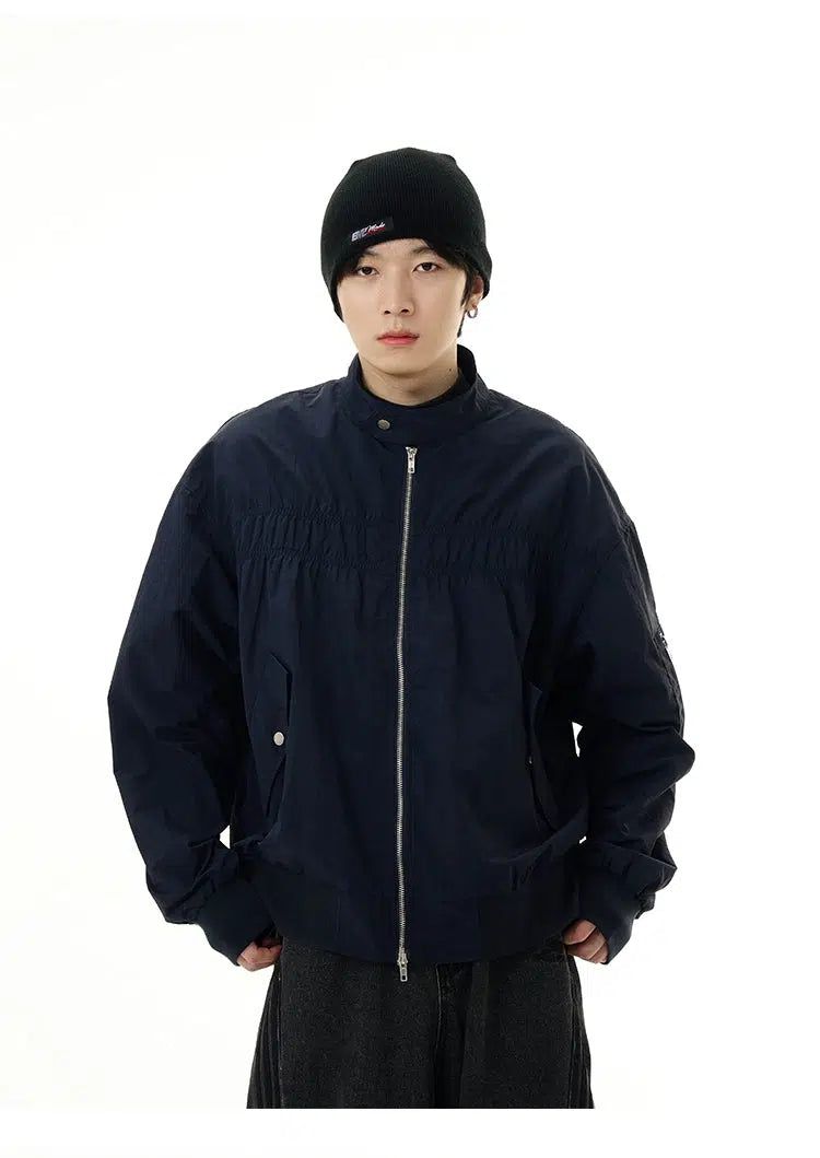 Pleated Flap Pocket Bomber Jacket Korean Street Fashion Jacket By 77Flight Shop Online at OH Vault