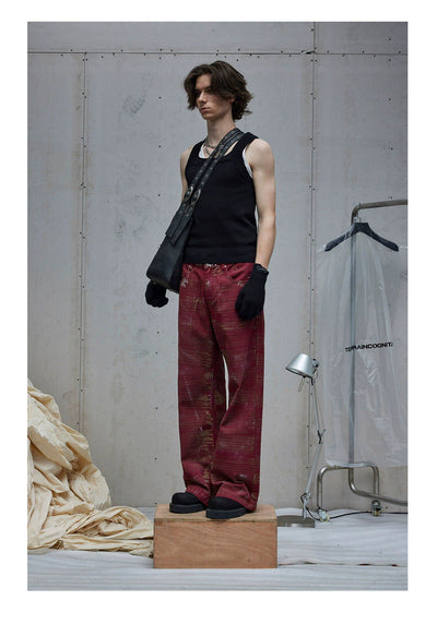 Paint Brush Smudges Buttoned Pants Korean Street Fashion Pants By Terra Incognita Shop Online at OH Vault