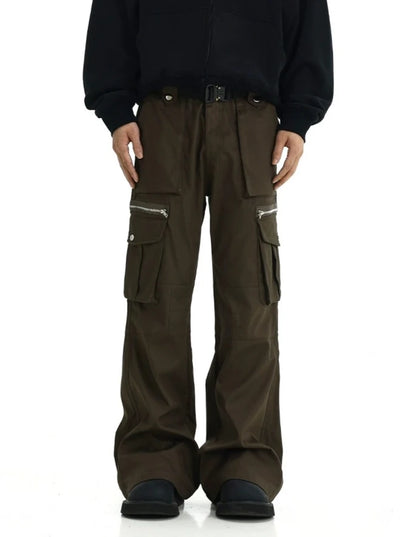 Zipped Multi-Pocket Cargo Pants Korean Street Fashion Pants By MEBXX Shop Online at OH Vault