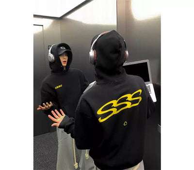 SSS Text Contrast Print Hoodie Korean Street Fashion Hoodie By Poikilotherm Shop Online at OH Vault