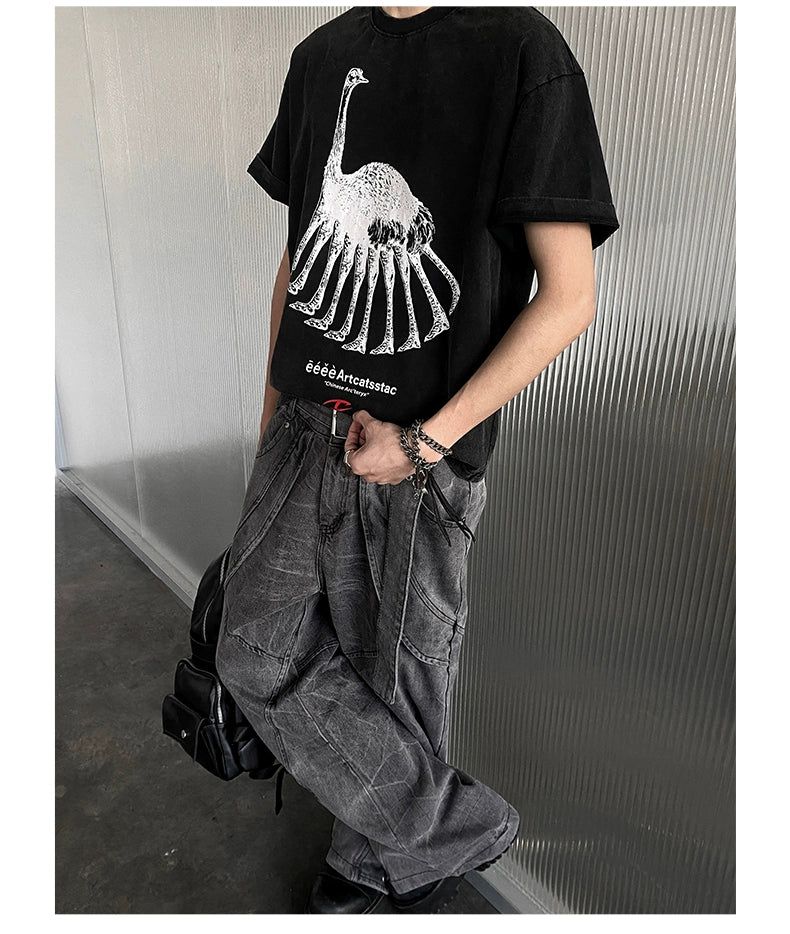 Multi-Feet Ostrich Graphic T-Shirt Korean Street Fashion T-Shirt By CATSSTAC Shop Online at OH Vault