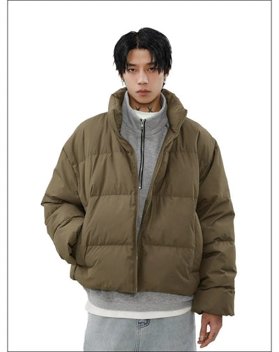 Plain Full-Zipped Down Jacket Korean Street Fashion Jacket By Mr Nearly Shop Online at OH Vault