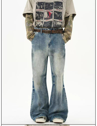 Distressed Fade Flared Jeans Korean Street Fashion Jeans By 77Flight Shop Online at OH Vault