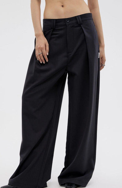 Subtle Stripe Pleated Suit Trousers Korean Street Fashion Trousers By Funky Fun Shop Online at OH Vault