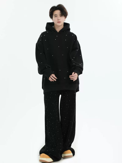 Scattered Rhinestones Comfty Hoodie Korean Street Fashion Hoodie By INS Korea Shop Online at OH Vault