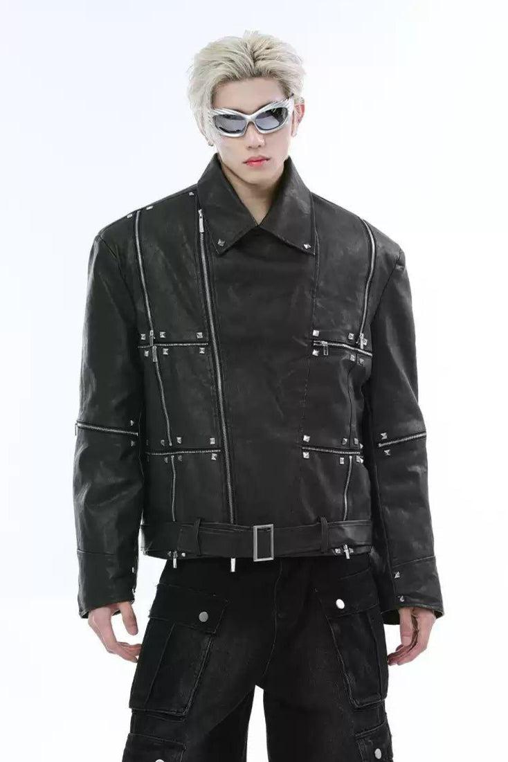 Multiple Detail Faux Leather Jacket Korean Street Fashion Jacket By Turn Tide Shop Online at OH Vault