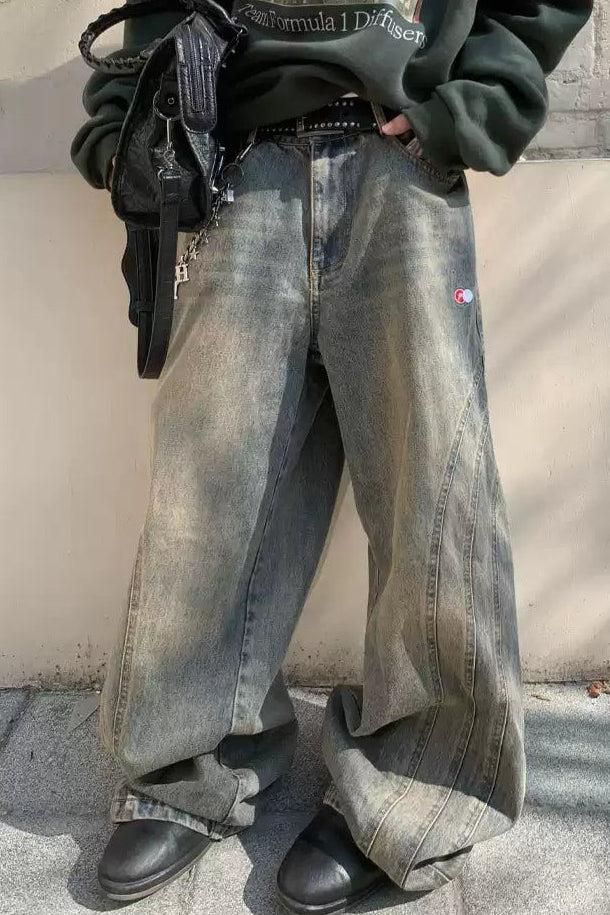 Faded and Washed Loose Jeans Korean Street Fashion Jeans By Pioneer of Heroism Shop Online at OH Vault