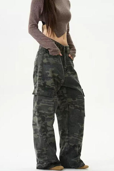 Camouflage Pattern Cargo Jeans Korean Street Fashion Jeans By 77Flight Shop Online at OH Vault