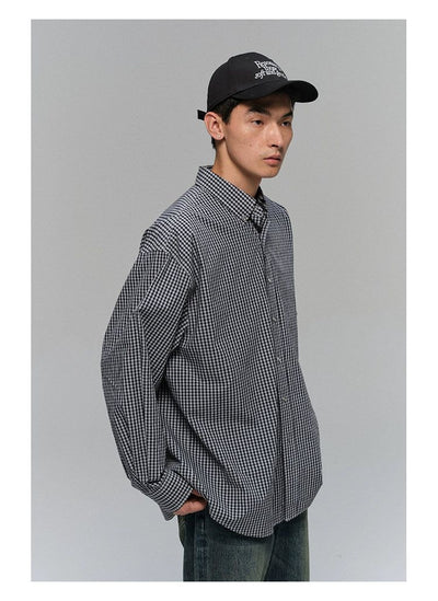 Grid Pattern Neat Shirt Korean Street Fashion Shirt By NANS Shop Online at OH Vault