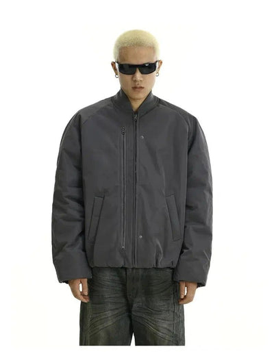 Plain Color Zipped Detail Jacket Korean Street Fashion Jacket By MEBXX Shop Online at OH Vault