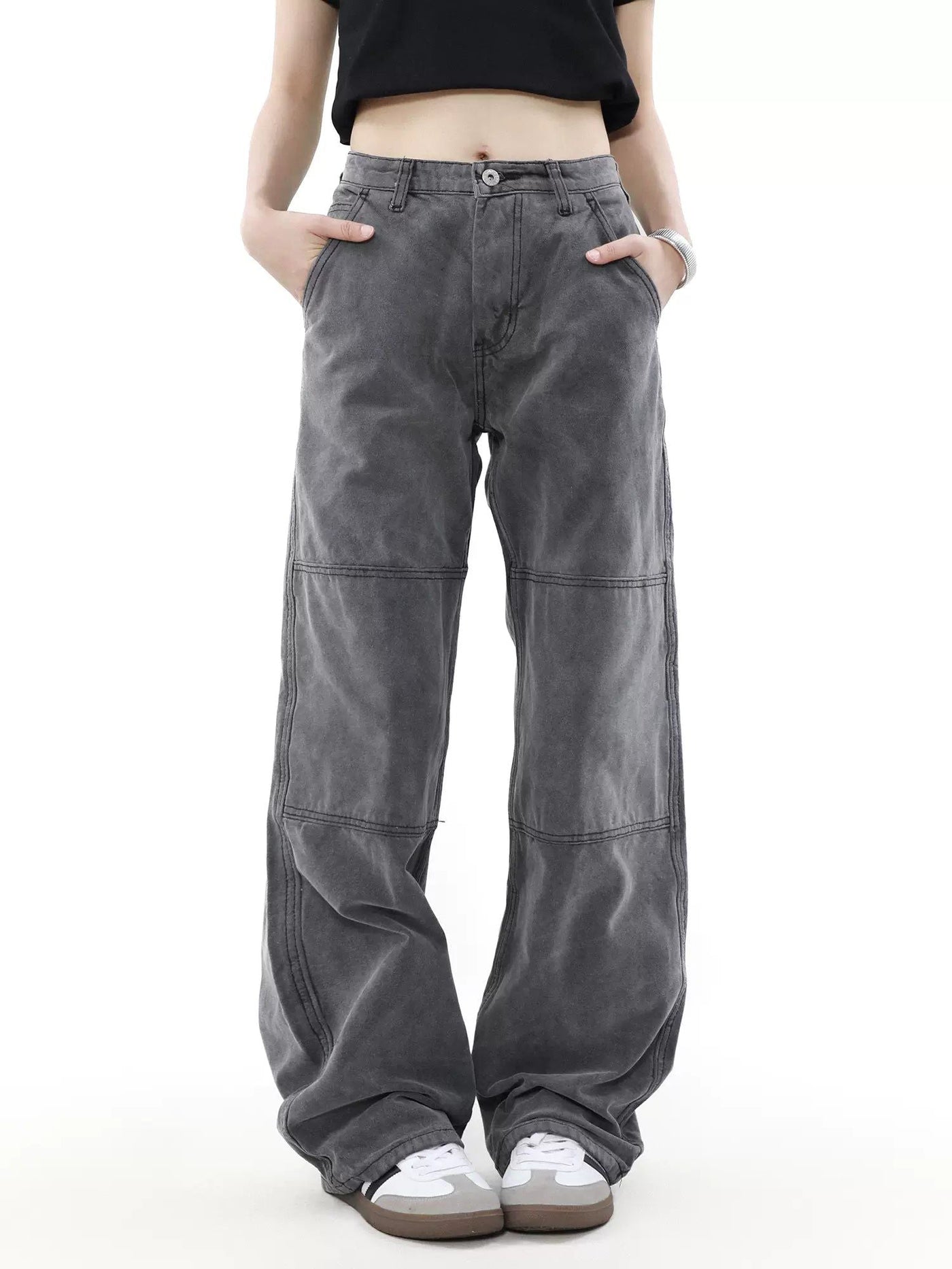 Lined Seams Workwear Jeans Korean Street Fashion Jeans By Mr Nearly Shop Online at OH Vault