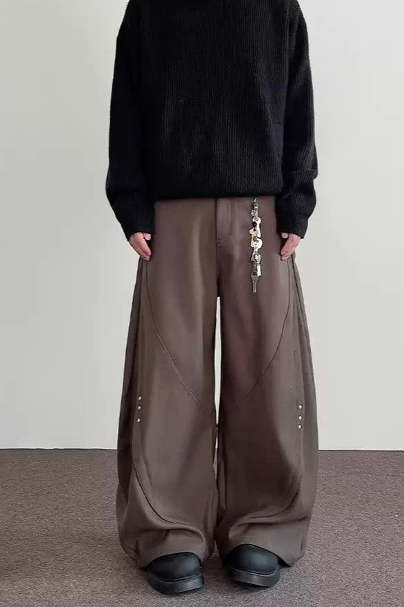 Structured Rivet Drape Pants Korean Street Fashion Pants By A PUEE Shop Online at OH Vault