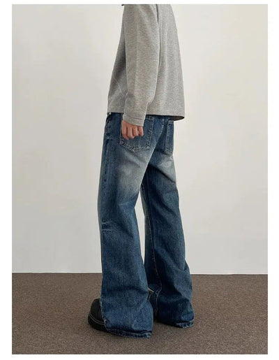 Rippled Wash & Whisker Jeans Korean Street Fashion Jeans By A PUEE Shop Online at OH Vault