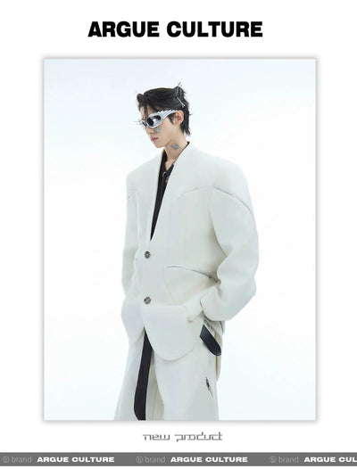 Metal Zipped Blazer & Zip Split Trousers Set Korean Street Fashion Clothing Set By Argue Culture Shop Online at OH Vault