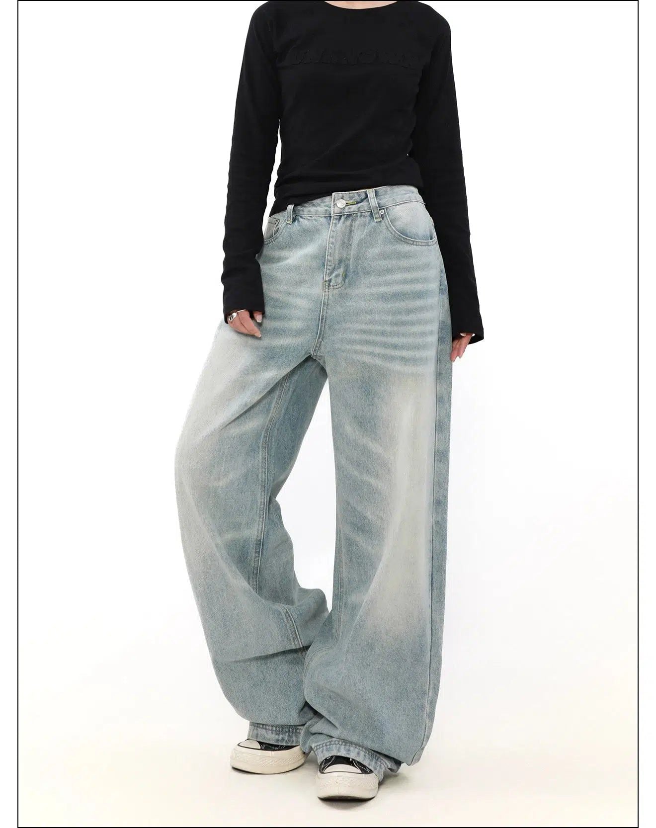 Light Faded Whiskers Straight Jeans Korean Street Fashion Jeans By Mr Nearly Shop Online at OH Vault