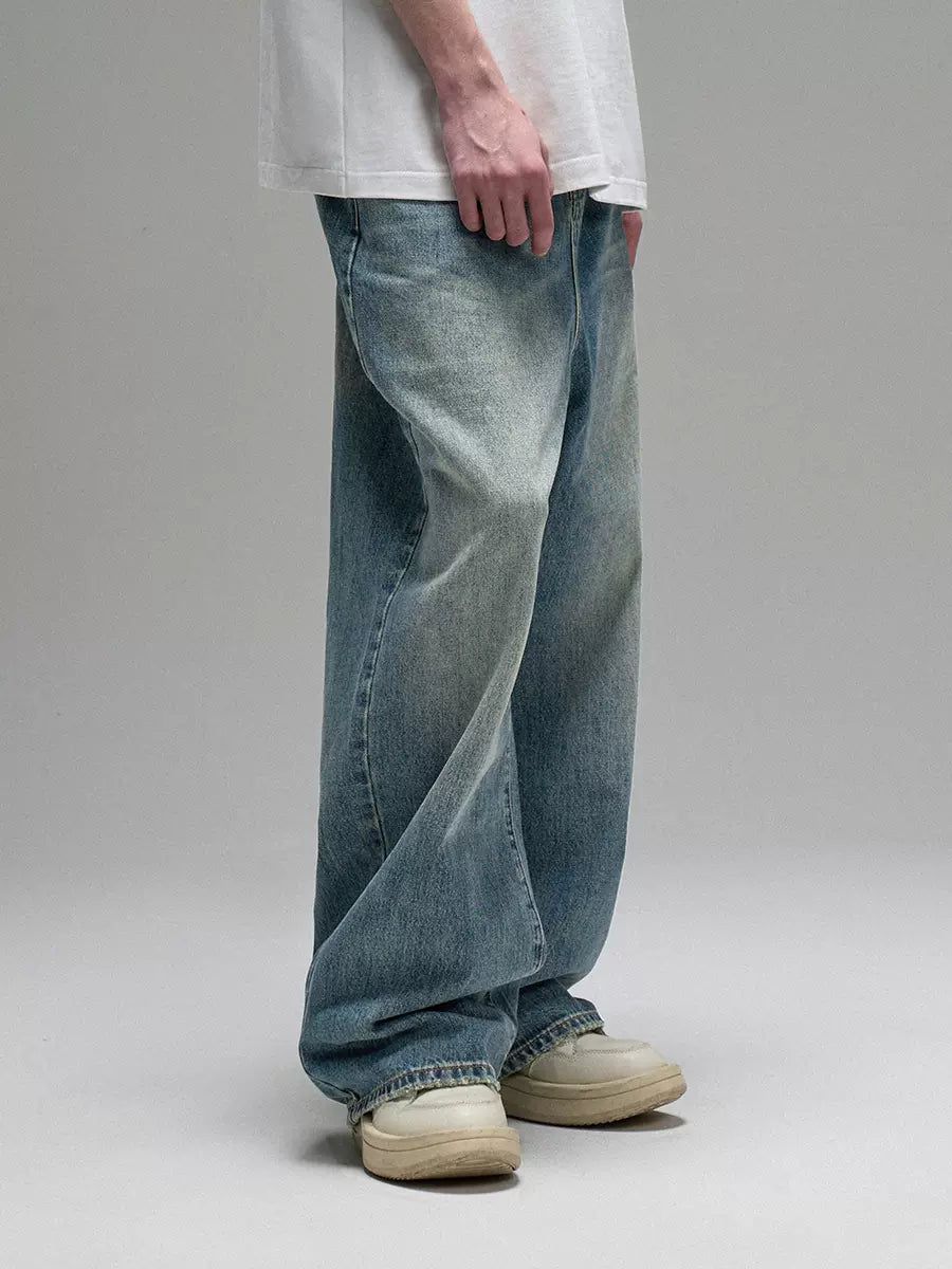 Buttoned Wide Fade Jeans Korean Street Fashion Jeans By Lost CTRL Shop Online at OH Vault