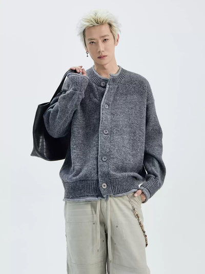 Ribbed Knit Harrington Cardigan Korean Street Fashion Cardigan By Ash Dark Shop Online at OH Vault