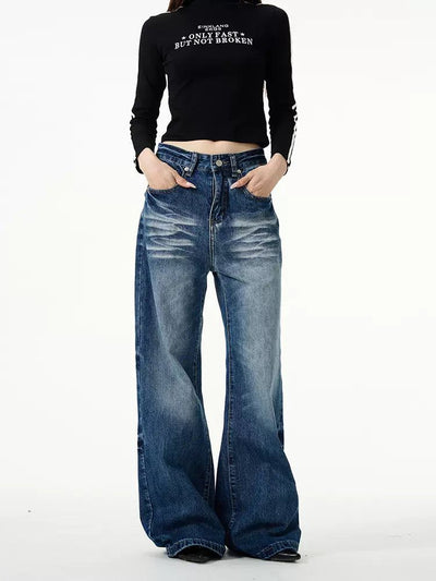 Whiskers Emphasis Faded Jeans Korean Street Fashion Jeans By 77Flight Shop Online at OH Vault