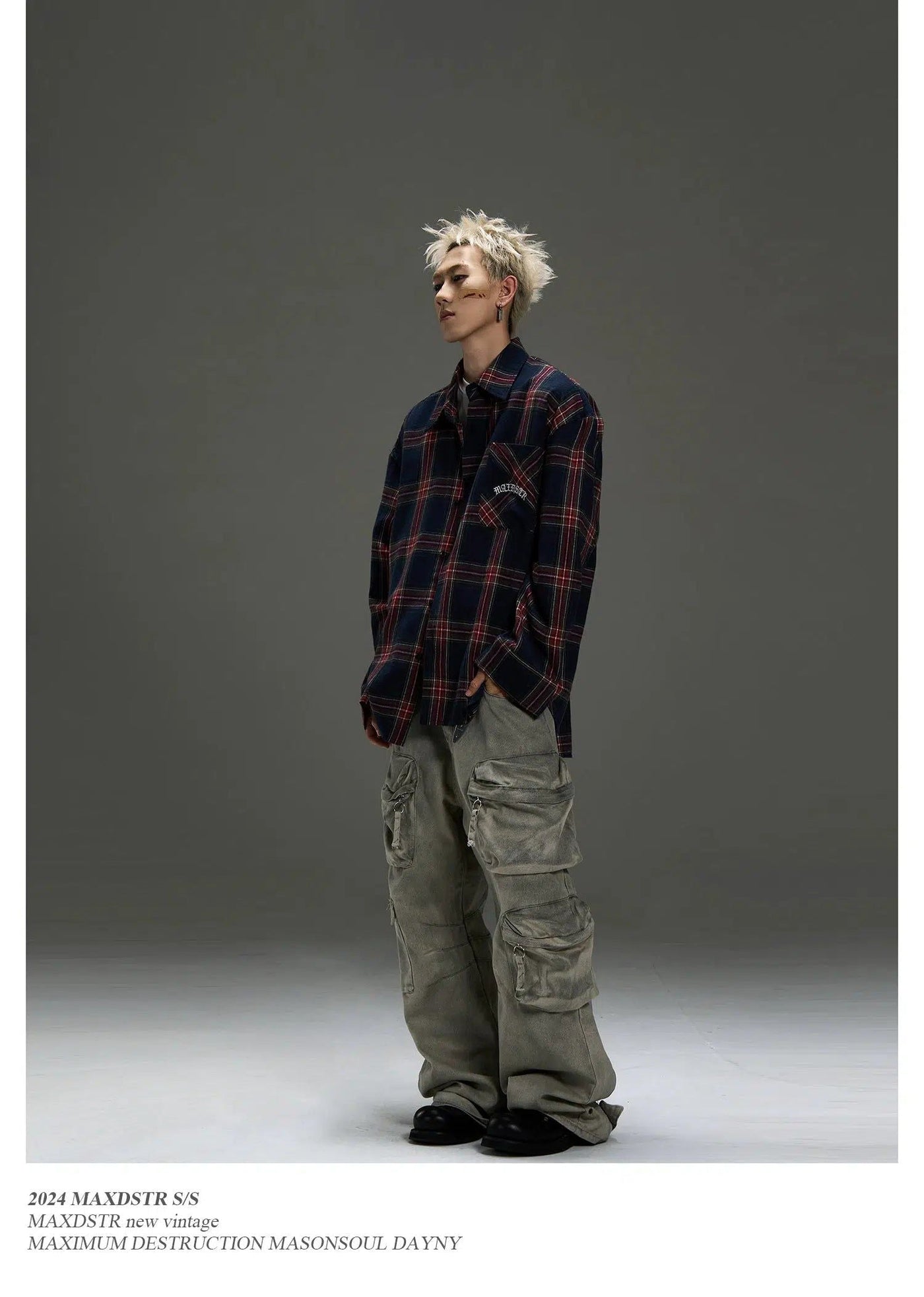 Letter Embroidery Plaid Shirt Korean Street Fashion Shirt By MaxDstr Shop Online at OH Vault