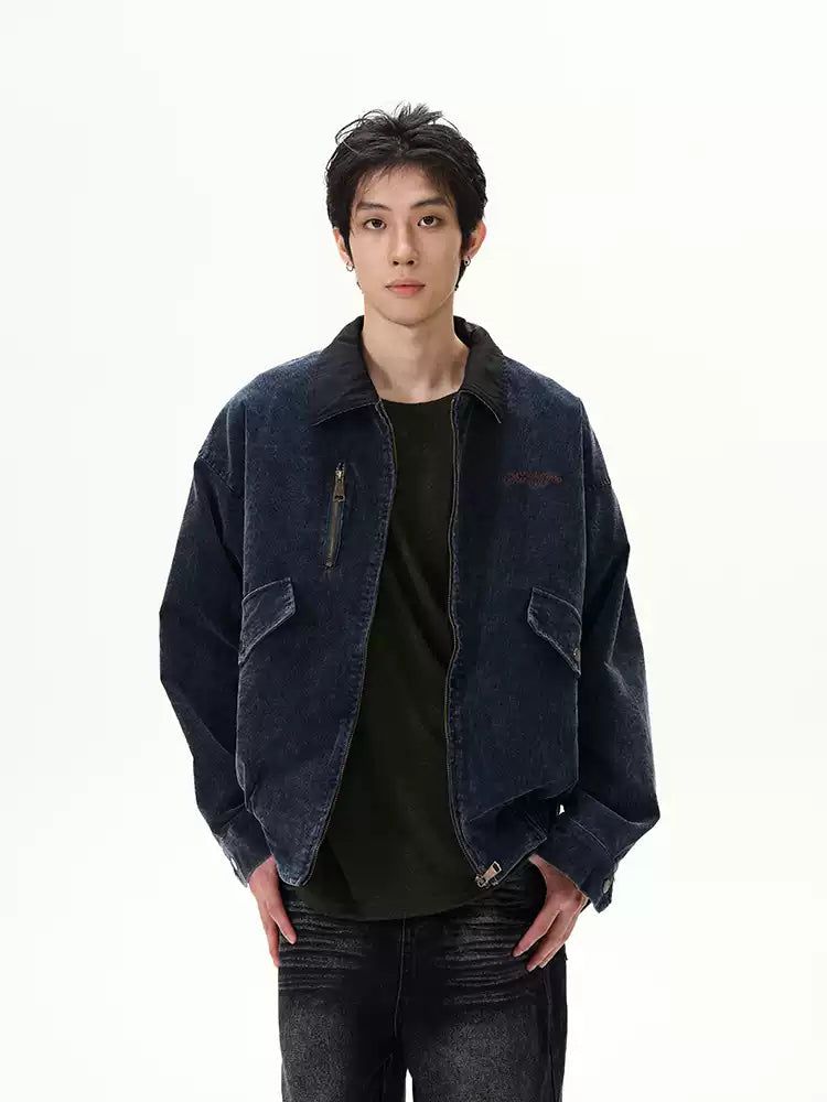 Zipped Loose Corduroy Jacket Korean Street Fashion Jacket By 77Flight Shop Online at OH Vault