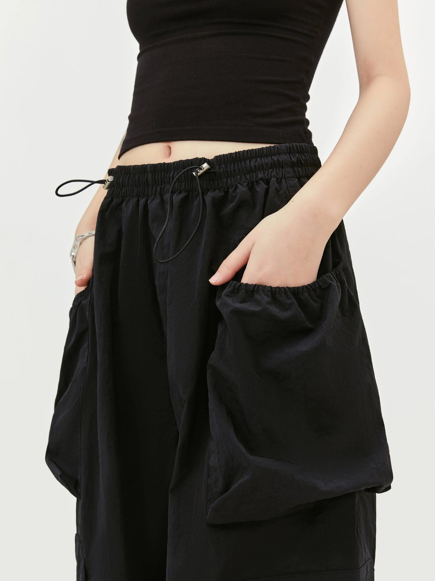 Drawstring Wide Pocket Pants Korean Street Fashion Pants By Made Extreme Shop Online at OH Vault