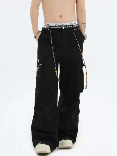 Braided Drawstring Cargo Pants Korean Street Fashion Pants By INS Korea Shop Online at OH Vault