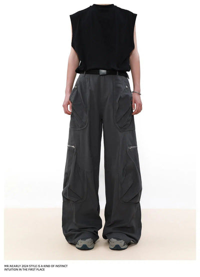 Pleated Pocket Cargo Pants Korean Street Fashion Pants By Mr Nearly Shop Online at OH Vault