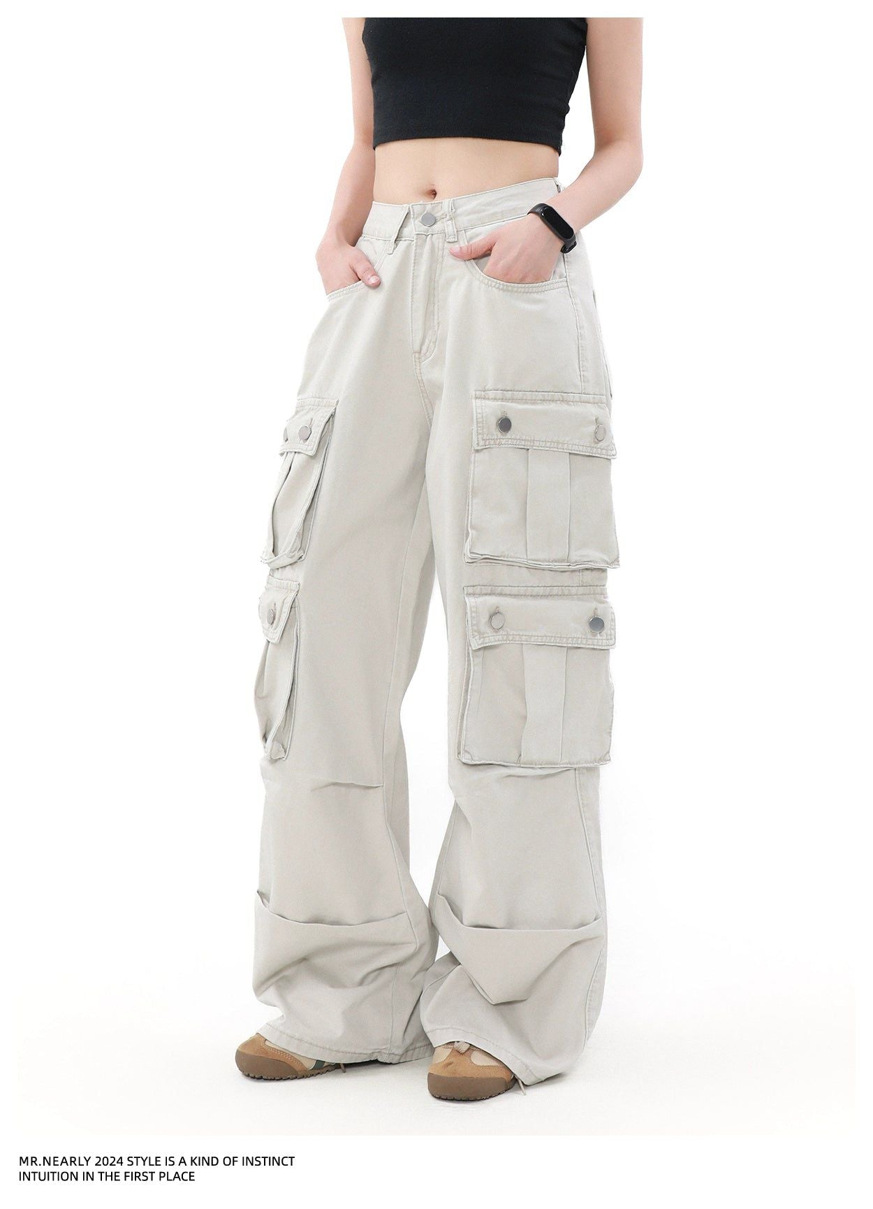 Functional Pocket Faded Cargo Pants Korean Street Fashion Pants By Mr Nearly Shop Online at OH Vault