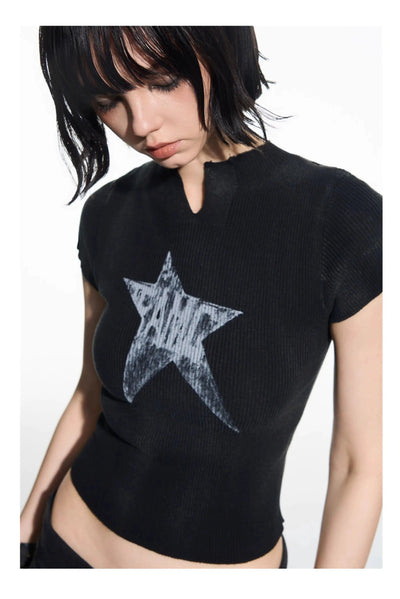 Washed Star Graphic Cropped T-Shirt Korean Street Fashion T-Shirt By Team Geek Shop Online at OH Vault