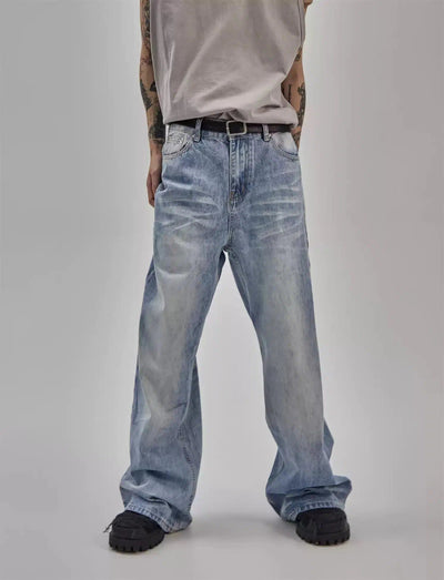 Classic Washed Wide Cut Jeans Korean Street Fashion Jeans By Ash Dark Shop Online at OH Vault