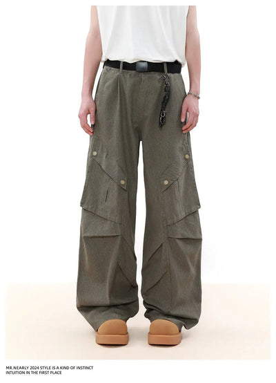 Washed Buttoned Pleats Cargo Pants Korean Street Fashion Pants By Mr Nearly Shop Online at OH Vault