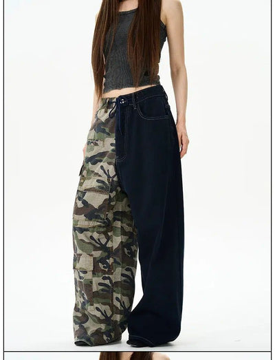 Asymmetric Camouflage Cargo Pants Korean Street Fashion Pants By 77Flight Shop Online at OH Vault