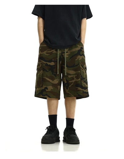 Drawstring Camouflage Cargo Shorts Korean Street Fashion Shorts By MEBXX Shop Online at OH Vault