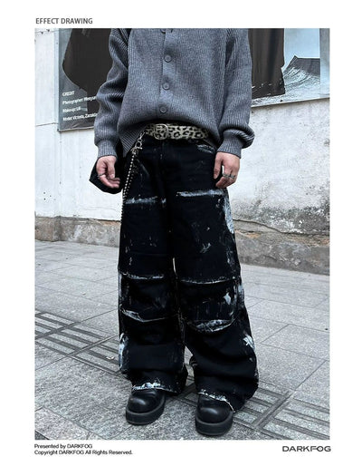 Hand-Painted Pleats Straight Pants Korean Street Fashion Pants By Dark Fog Shop Online at OH Vault