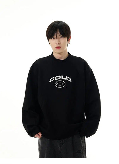 Cold Logo Crewneck Korean Street Fashion Crewneck By 77Flight Shop Online at OH Vault