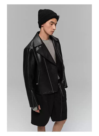 Vintage Short PU Leather Jacket Korean Street Fashion Jacket By NANS Shop Online at OH Vault