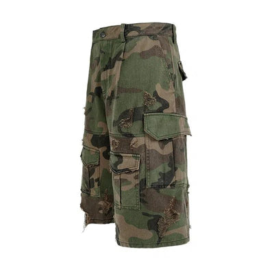 Distressed Camouflage Cargo Shorts Korean Street Fashion Shorts By ANTIDOTE Shop Online at OH Vault