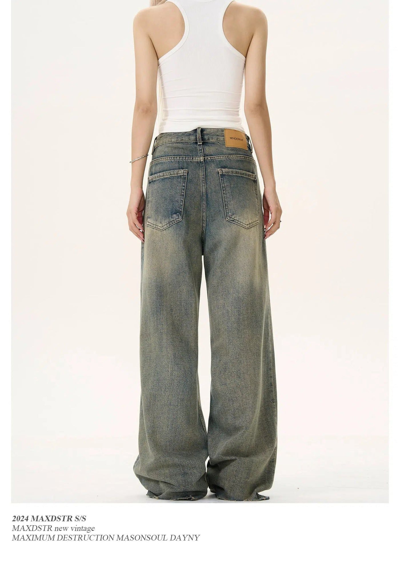 Scratched Faded Straight Jeans Korean Street Fashion Jeans By MaxDstr Shop Online at OH Vault