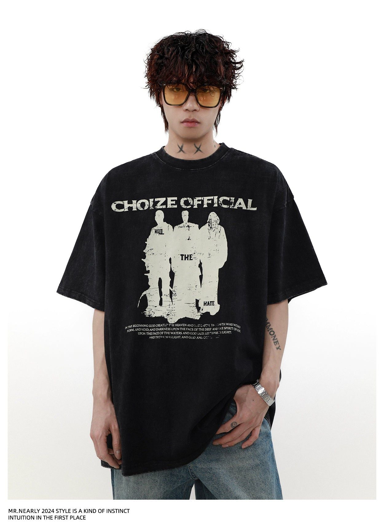 Abstract Figure Print T-Shirt Korean Street Fashion T-Shirt By Mr Nearly Shop Online at OH Vault