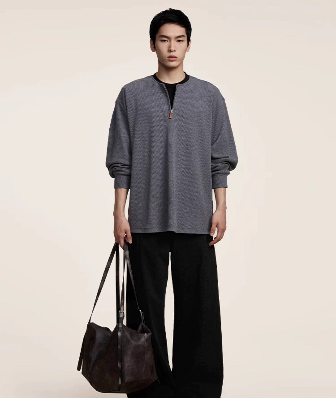 Half-Zip Regular Fit Sweater Korean Street Fashion Sweater By Opicloth Shop Online at OH Vault