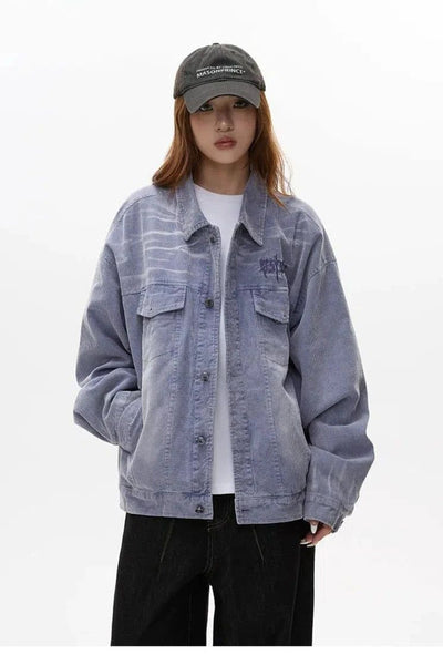 Ripple Washed Flap Pocket Denim Jacket Korean Street Fashion Jacket By Apocket Shop Online at OH Vault